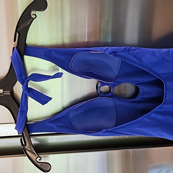 💕SEA LEVEL💕 Eco Essentials Keyhole Halter One Piece Swimsuit Cobalt Blue 6 NWT - Picture 10 of 15